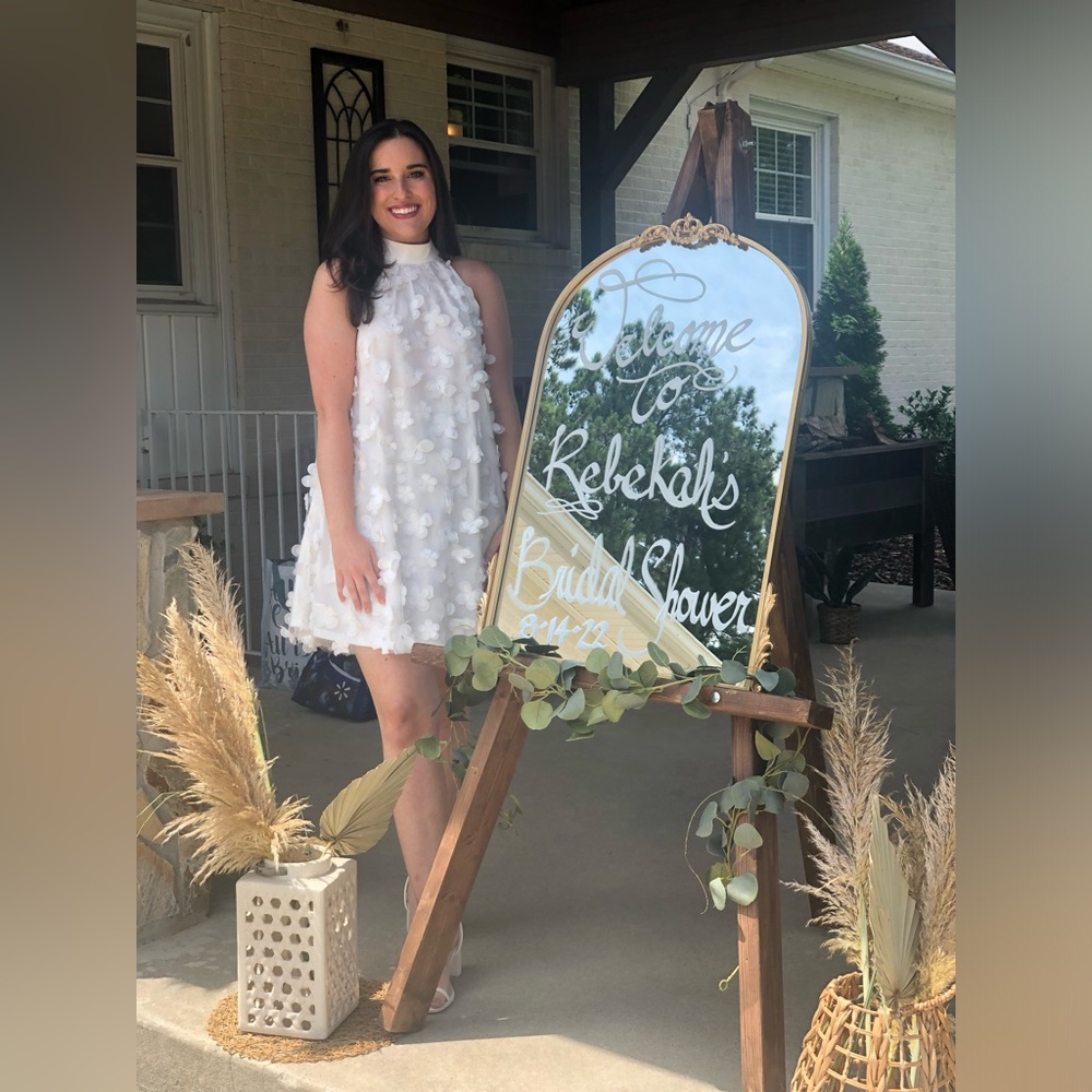 High Neck Textured White Dress